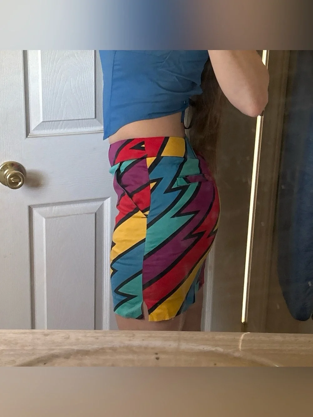 Loudmouth Multi Colored Zig Zag 90’s Mini Skirt With Shorts